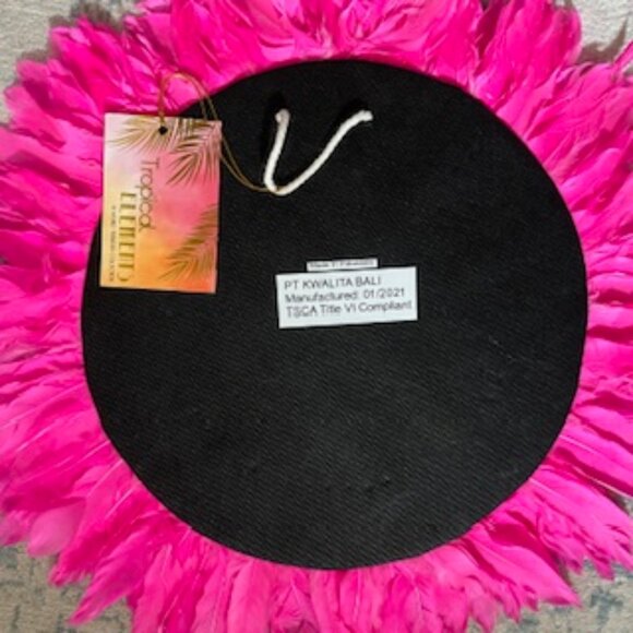 🧡3/15 NWT Tropical Elements Pink Feather Shells Round Wall Mirror Decor - Picture 6 of 7